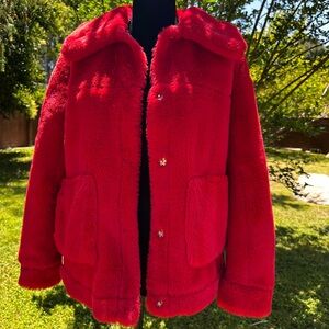 Jou Jou Red Faux Fur Jacket